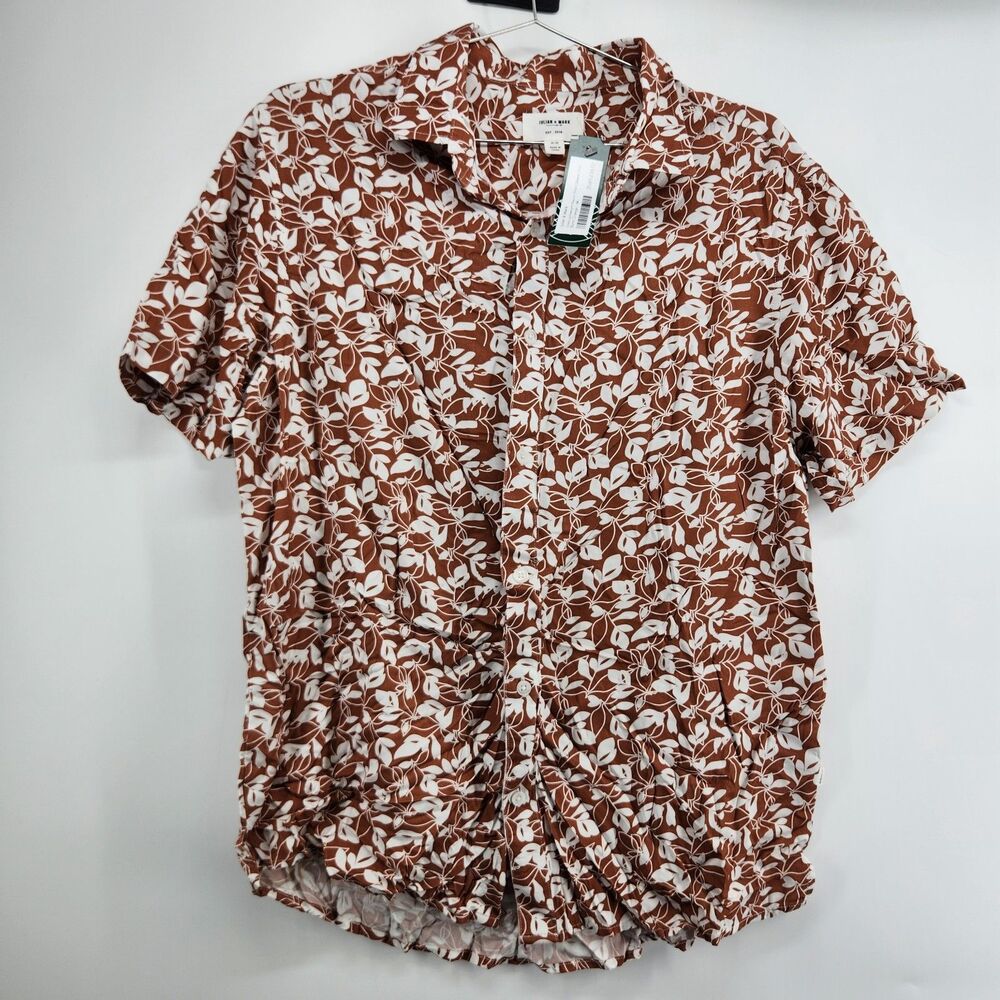Julian & Mark Mens Burnt Orange M Goya Lightweight Ravon Short Sleeve Shirt NWOT